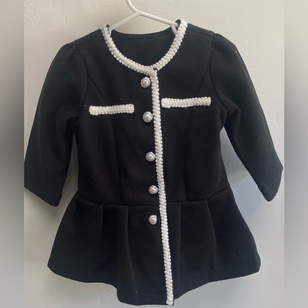 Black Peacoat with White Trim and Buttons almost new used for about 45 mins